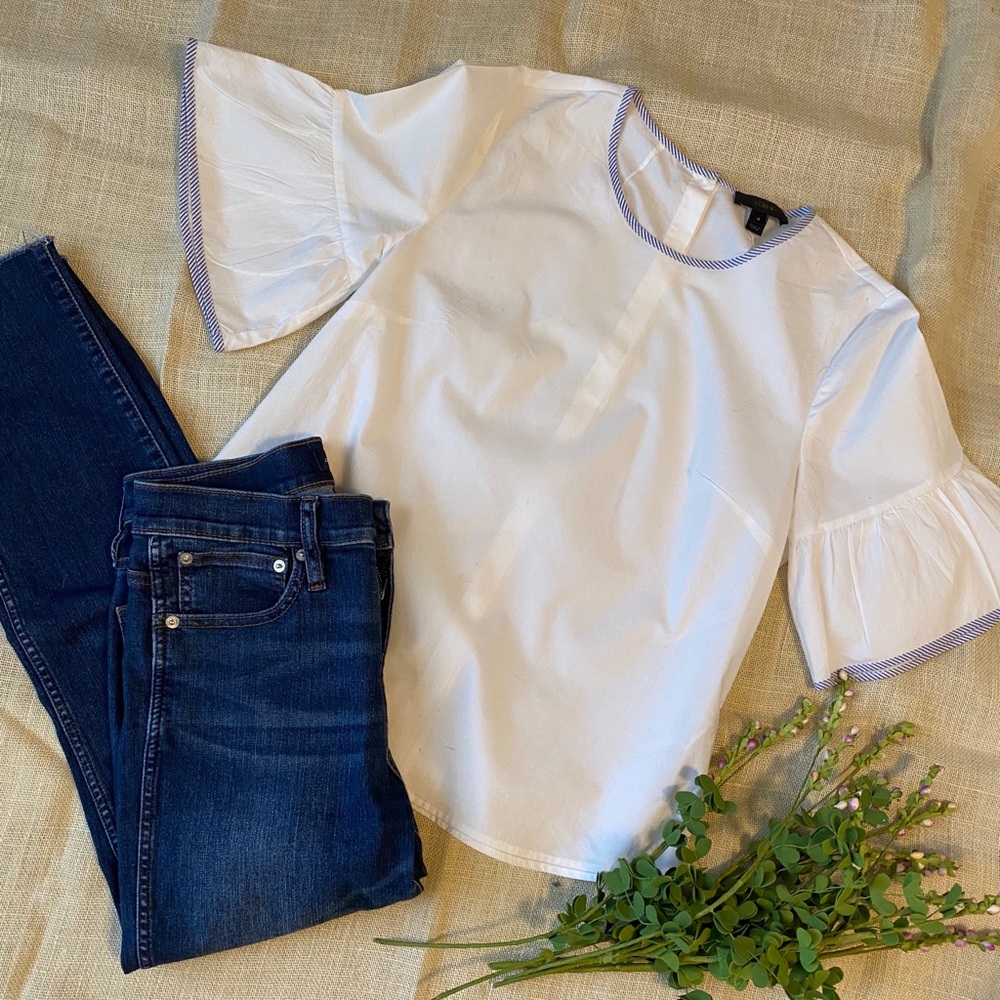 Jcrew Ruffle Sleeve Top
